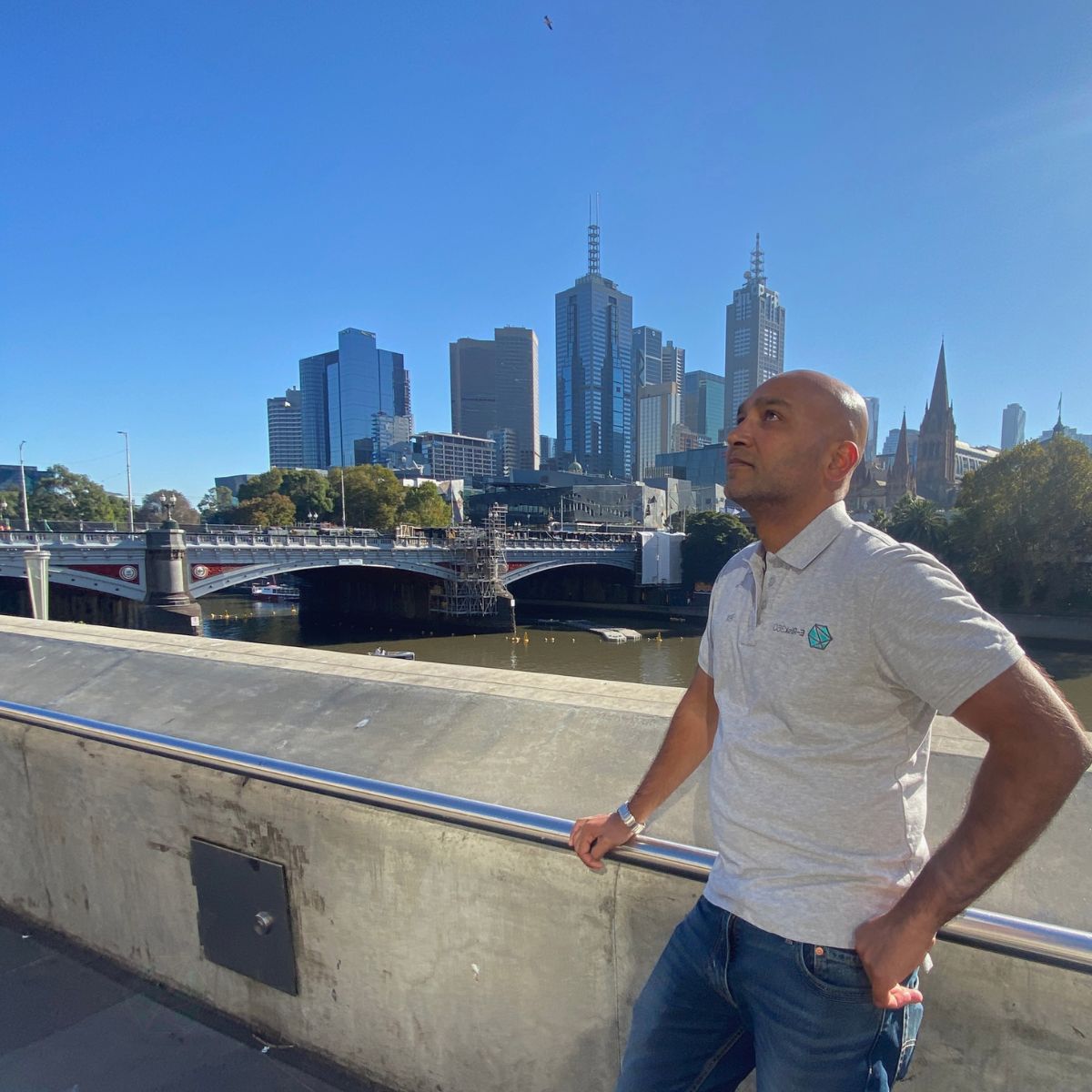 Craig D’Souza overlooking the Yarra River in Melbourne